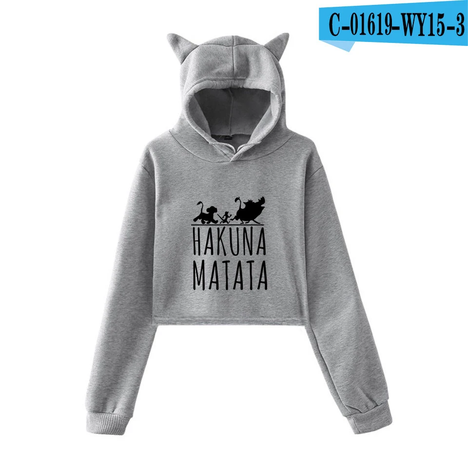 Король Лев Simba фильм саундтрек Акуна Матата принт модный тренд кошачьи уши Топ женские толстовки Толстовка сексуальная одежда - Цвет: picture color