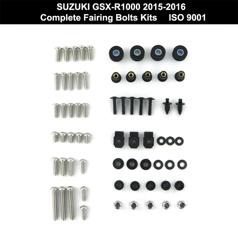 

Fit For Suzuki GSXR1000 GSX-R1000 2015 2016 Complete Full Fairing Bolts Kit Clips Nuts Stainless Steel GSXR 1000