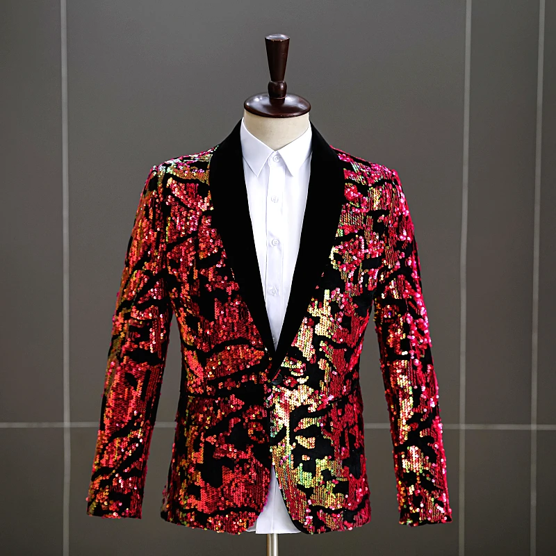 4-цветный бархатный смокинг с блестками и мужской костюм певицы сценический