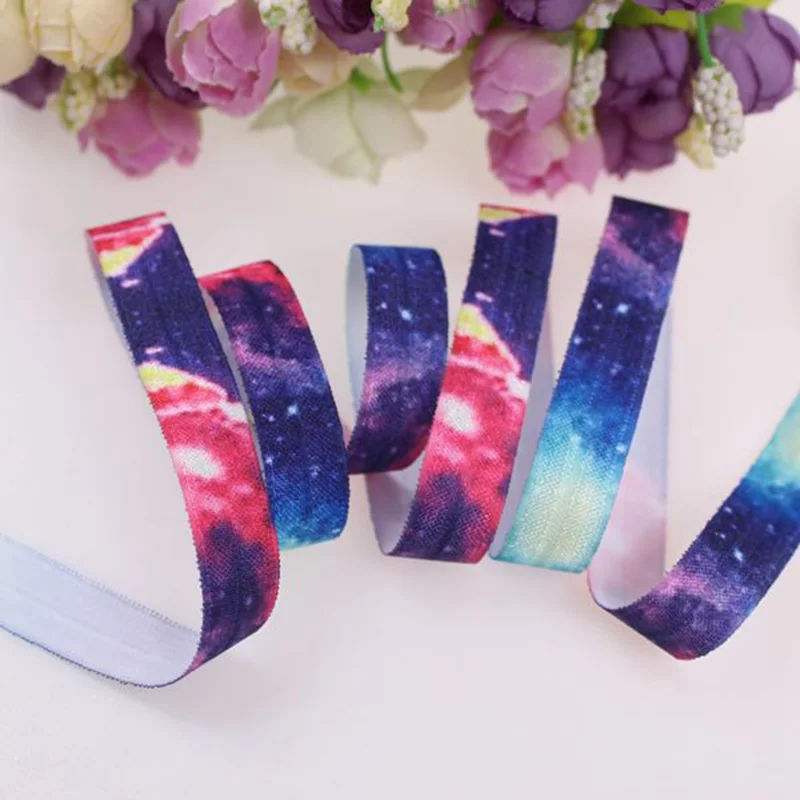 100 ярдов в партии 5/8 &quotРадуга Галактика напечатаны складки над эластичными