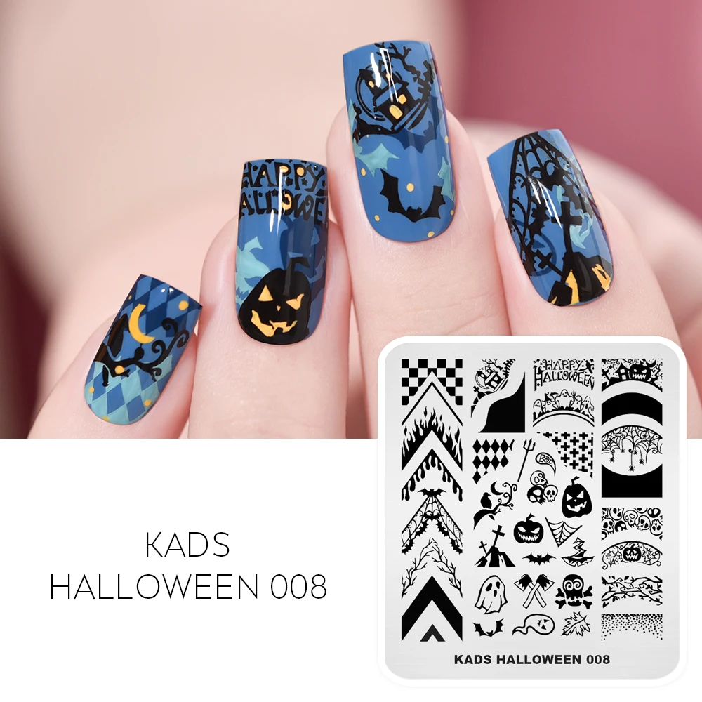 

KADS Halloween 008 Nail Stamp Plate Pumpkin Ghost Bat Image Printing Plate Stencil DIY Nail Decoration Nail Art Stamp Tool