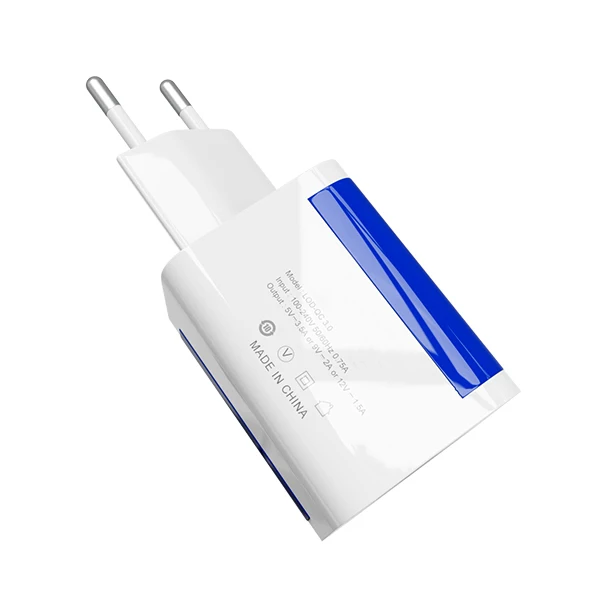 W03-Blue USB-Зарядное устройство Dual 2 порта штепсельная вилка европейского стандарта, 5 В/2A дорожный настенный адаптер Светодиодный светильник USB ЗУ для мобильного телефона для Xiaomi huawei samsung LG iphone - Тип штекера: W03-Blue