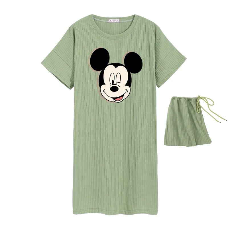 Женская ночная рубашка с коротким рукавом летняя Милая мультяшная одежда для