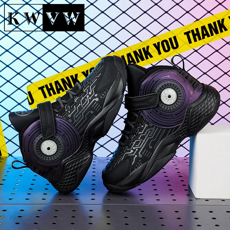 Zapatillas deportivas de tendencia para ni&ntilde;o, botines deportivos para correr, ligeros, de cuero, duraderos, para actividades al aire libre-0