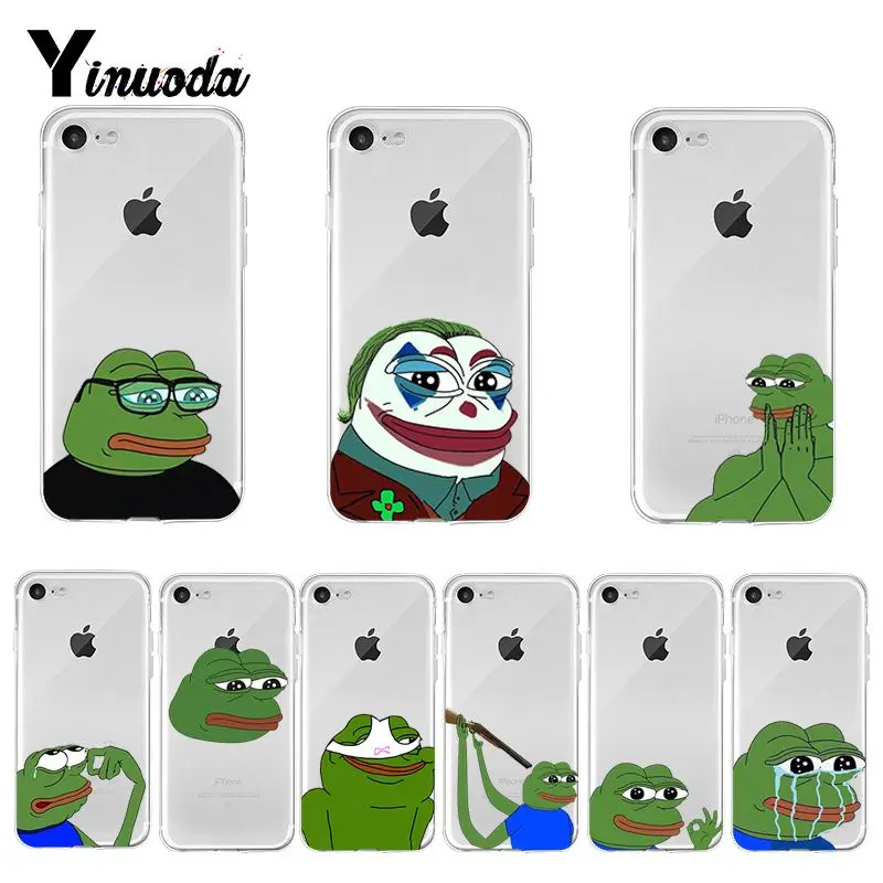 Yinuoda грустная лягушка pepe мем мягкий, роскошный, из ТПУ для мобильного телефона аксессуары чехол для iphone 8, 7, 6, 6S Plus, X XS max 10 5 5S SE XR корпус под плетенную сумку