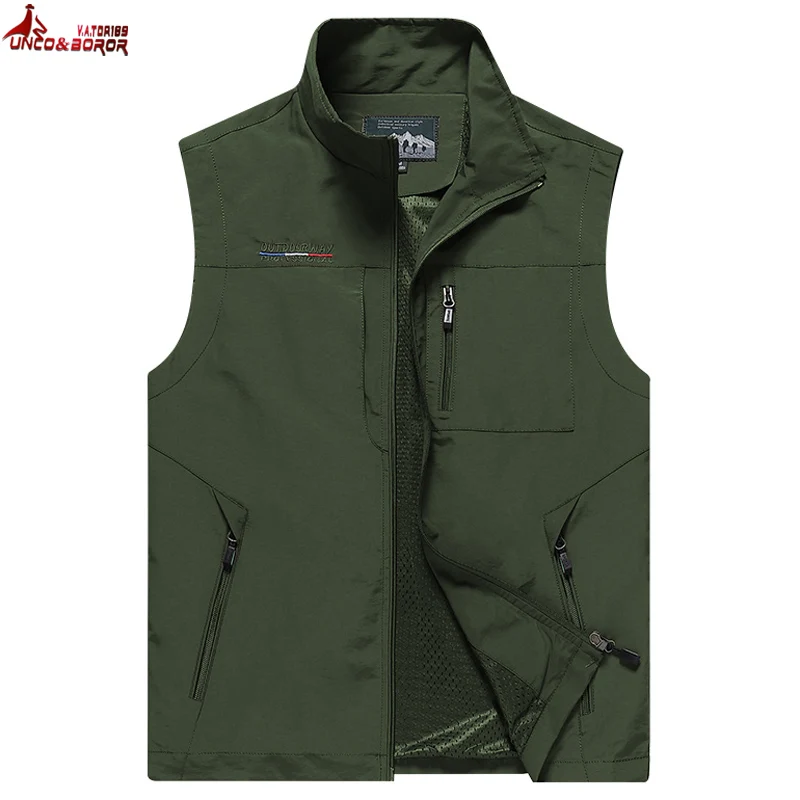 Men Multi-Pocket Classic Waistcoat Male Sleeveless Thin Spring Solid Coat Work Vest Photographer Tactical Summer Jacket M~6XL