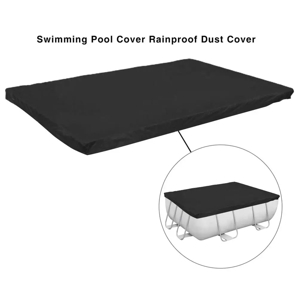 

412X201cm/404X201cm Black Swimming Pool Cover Rectangular Poor Cover Summer Waterproof Pool Tub Dust Outdoor Tarpaulin Accessory