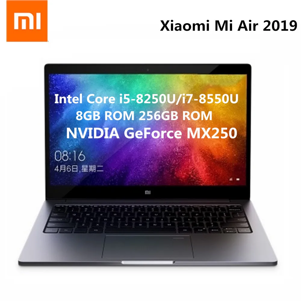 Xiaomi Mi Air 2019 13 3 дюймовый ноутбук Windows 10 Intel Core i5-8250U/i7-8550U 1 6 GHz 8GB ram 256GB SSD датчик