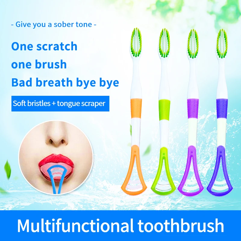 Горяч-продавая взрослых 4 шт. зубная щетка с двумя головками и зубной щетки