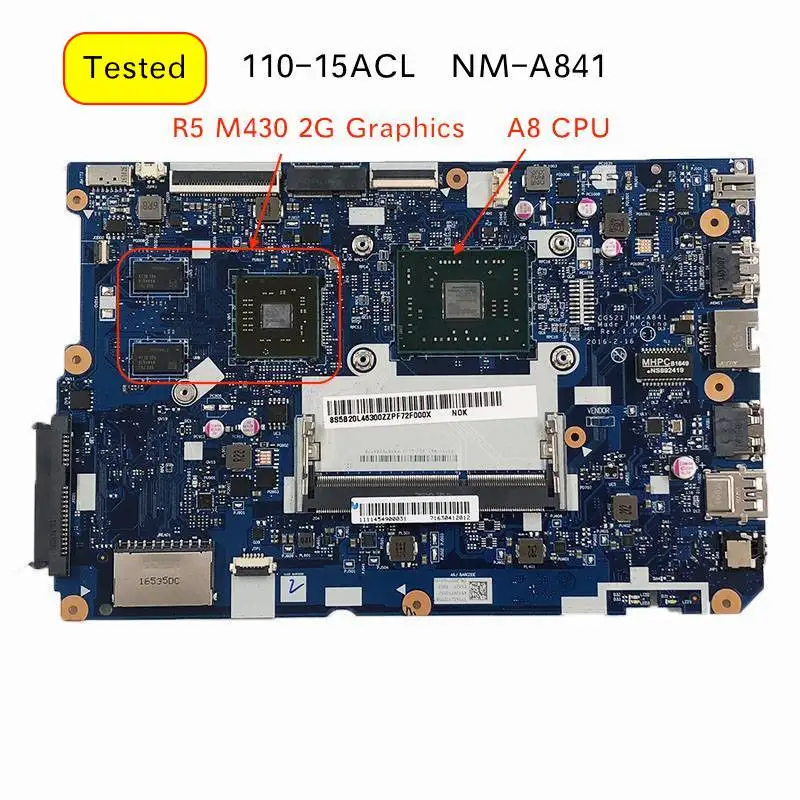 Preise NM-A841 Mainboard Für Lenovo 110-15ACL Laptop Pc Motherboard Mit AMD A8 CPU R5 M430 2G GPU