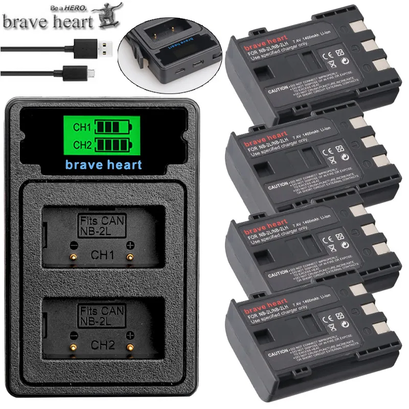 1400 мА/ч NB 2L 2LH nb2l NB2LH батареи + Dual USB Зарядное устройство для цифровой