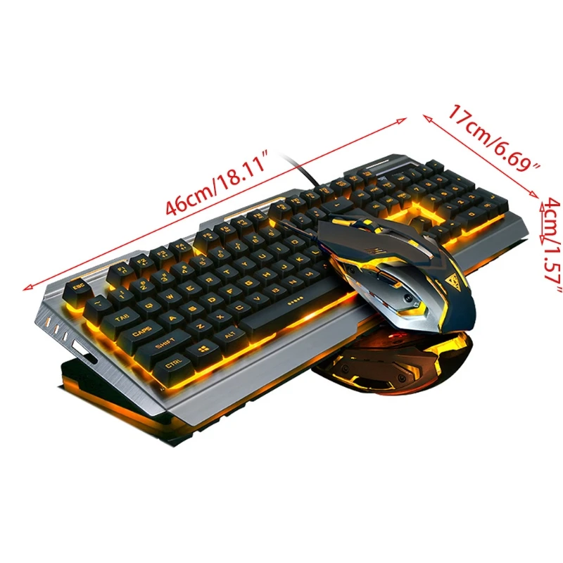 

V1 Rainbow Backlight Wired Gaming Keyboard and Mouse RGB with Multimedia Keys HX6A