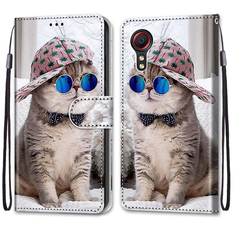Мультфильм кошка чехол для Samsung Galaxy A32 Lite 4G F62 M62 S21 FE Xcover 5 Xcover5 кожа ремешок подставка телефон защитный чехол чехол