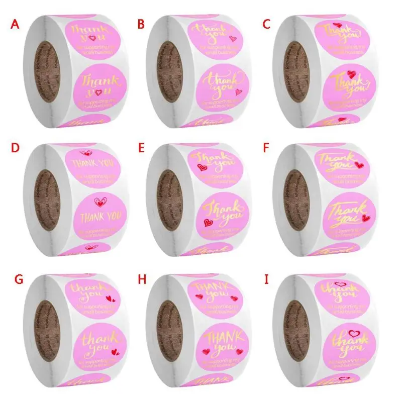 

500pcs/roll Pink Thank You For Supporting My Small Business Stickers Wedding Gift Package Seal Labels Scrapbooking DIY