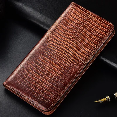Brown Чехол-книжка из натуральной кожи с узором ящерицы для huawei Honor 20 Pro/Honor 20/Honor 20S сумочка для телефона чехол - Цвет: Brown