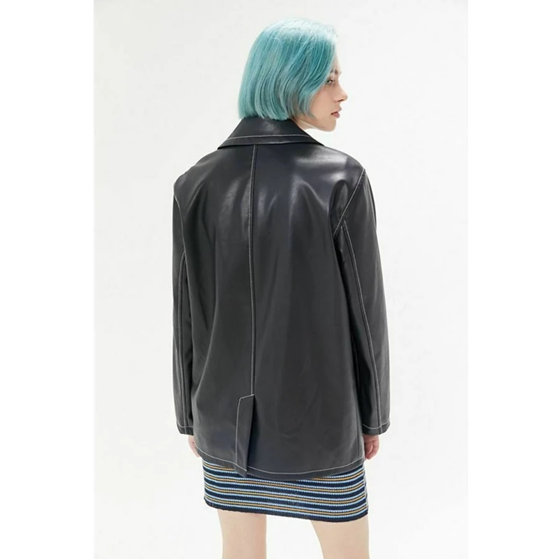 Новинка 2019 модные женские куртки Jacker гладкие мотоциклетные искусственная кожа с