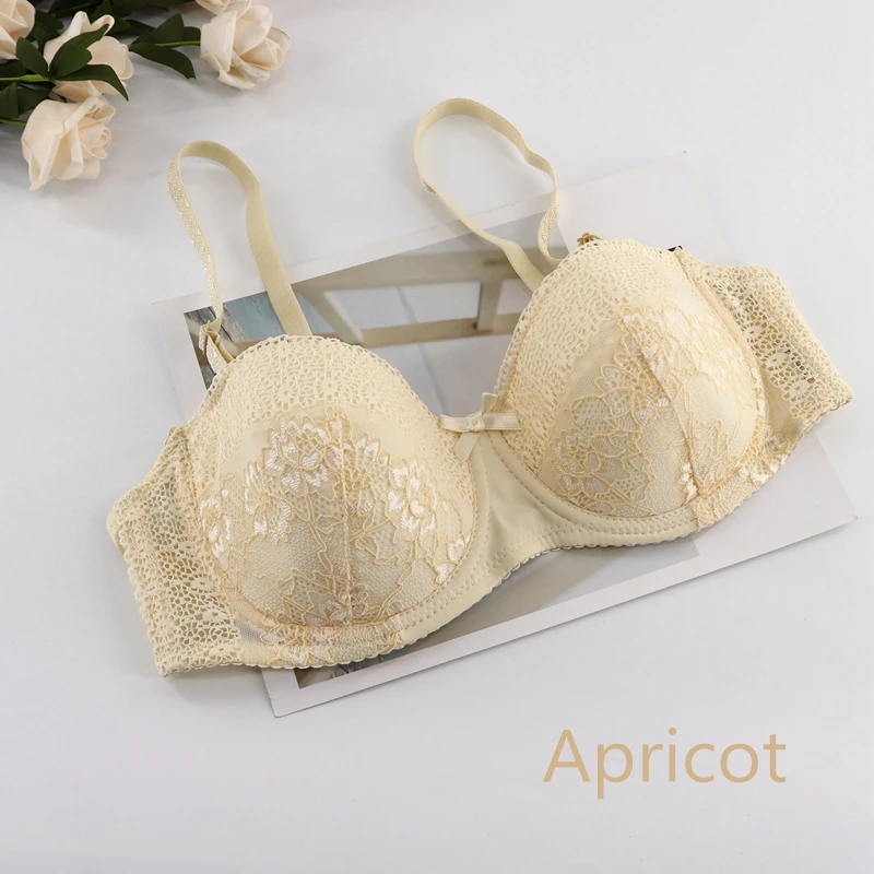 Apricot Plusgalpret, половина чашки, пуш-ап, балконные бюстгальтеры для женщин, плюс размер, мягкое нижнее белье с хлопковой подкладкой, бюстгальтер A, B, C, D, чашка 75, 80, 85, 90 - Цвет: Apricot