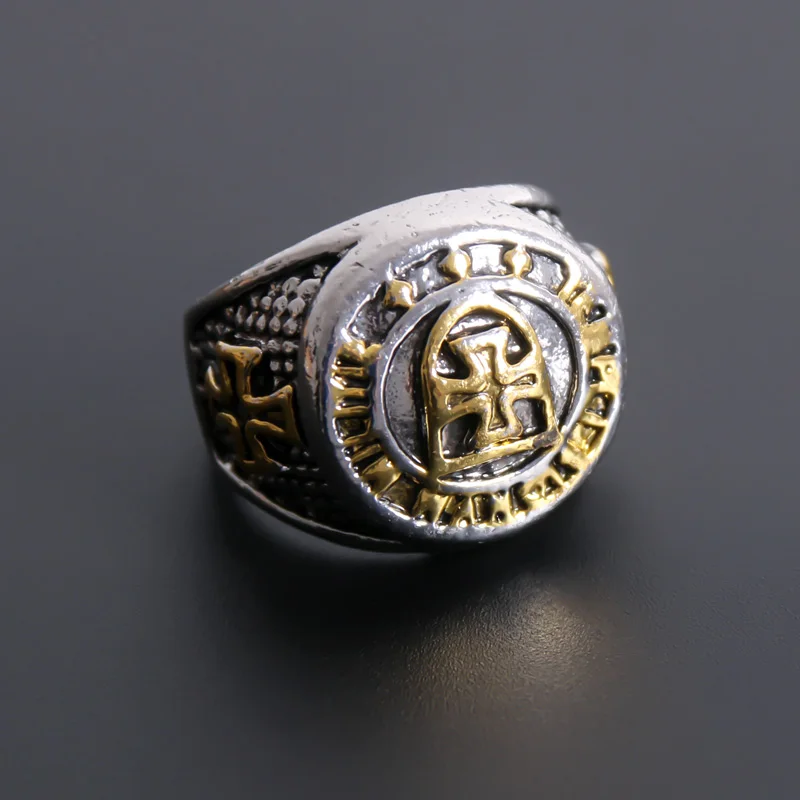 Рыцарский крест тамплиеров титановая сталь мужское печатное кольцо золото