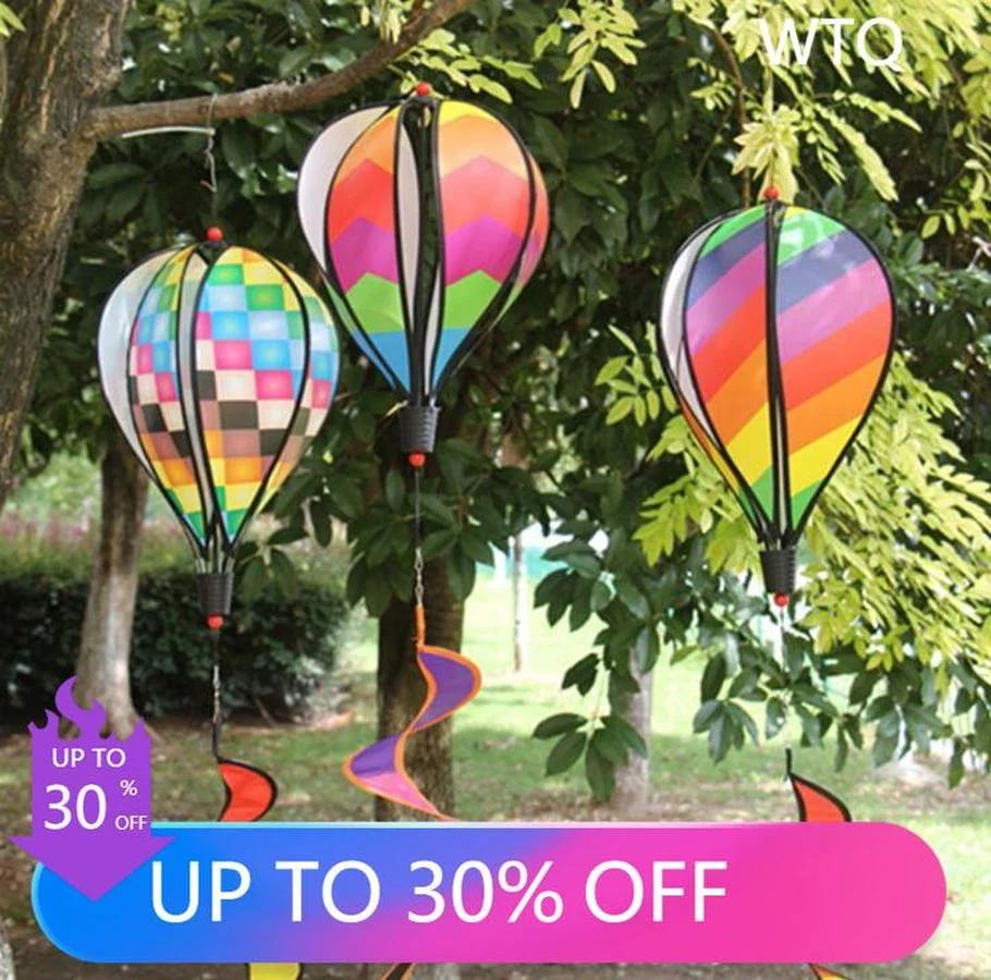 

Rainbow Stripe Grid Windsock Hot Air Balloon Wind Spinner Garden Yard Outdoor Decoration Hanging Decoration Wholesale Globo