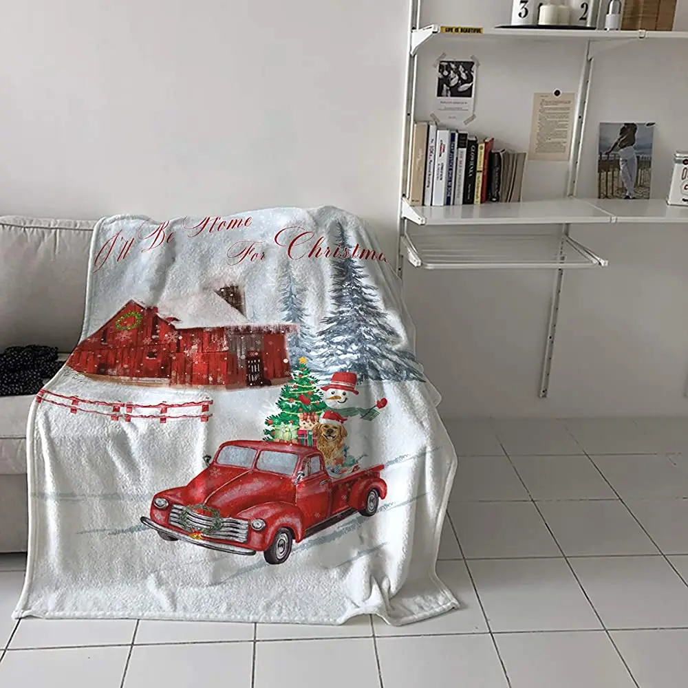 

Christmas Poinsettia Flower Fleece Blanket, Throw Blanket for Couch/Sofa, Vintage Floral Blankets Microfiber Blankets