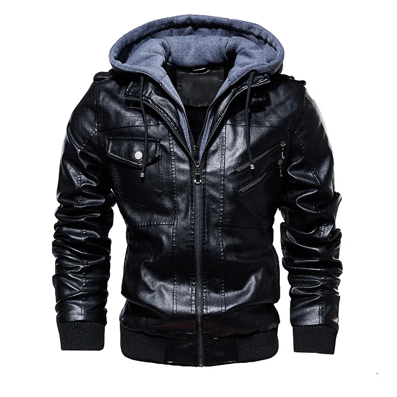 

Casual Motorcycle Clothing Streetwear Windbreaker Men Baseball Stand Collar Leather Jacket Spring and Autumn New PU Fashion