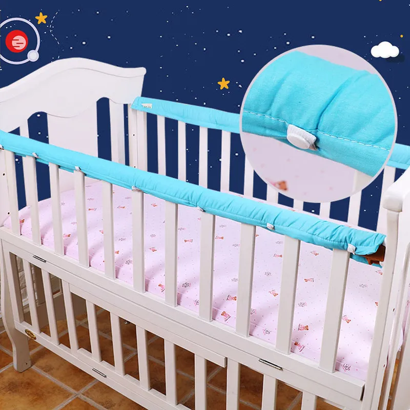 

2 pcs/set Plain Color Crib Bumper Thickened Baby Bedside Protective Bar Anti-collision Barrier Cover For Infant Protection Strip