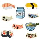 Японский Еда эмаль на булавке для сбора суши молока Ramen рыбы Koi флаг металлические брошка мультфильм рюкзак воротник нагрудные значки, ювелирные изделия в качестве подарка