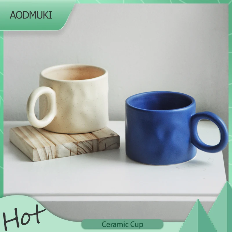 

450Ml Nordic-Style Simple Ceramics Water Cup Large Capacity Coffee Mug Hand Pinch Irregular Shape Big Ears Cup Friend Gift Mug
