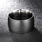 Кольца из титановой стали для мужчин и женщин, широкие Гладкие Черныесеребряные ювелирные украшения в стиле панк, 12 мм
