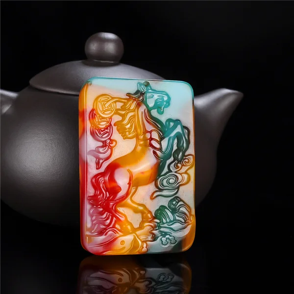 Натуральный Нефритовый камень Hetian подвеска в виде лошади ювелирные изделия из