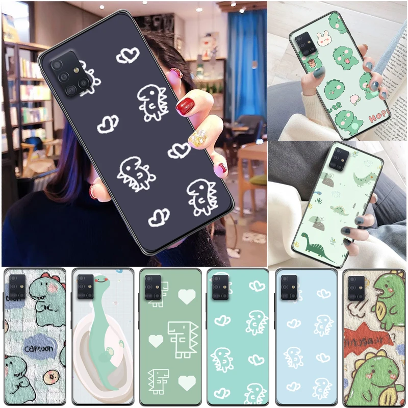 

Cute Flowers Funny Couples Dinosaur Color Painting Phone Case For Samsung Galaxy A51 4G 5G A71 Funda Coque Back Cover Cases
