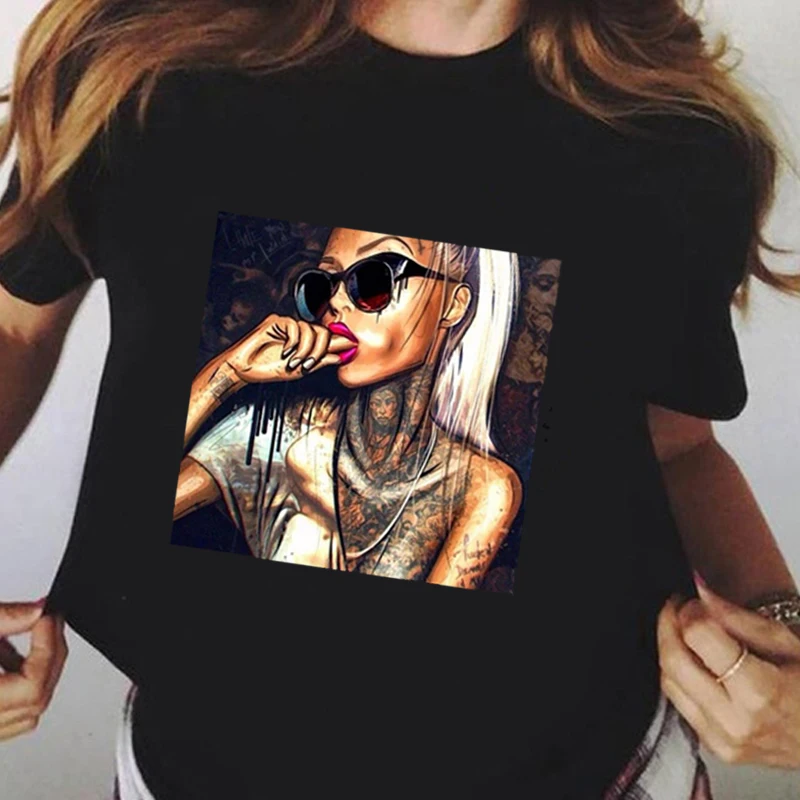 

Summer Women Plus Size Black T-shirt 2020 Short Sleeve Harajuku Tshirt Soft Women's T-shirts Black Girl Magic Gothic Steetwear