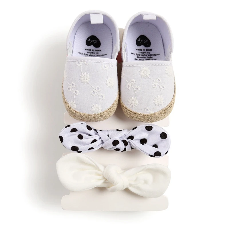 

Baby Set Girl Breathable First Walkers Anti-Slip Shoes Casual Walking Shoe Toddler Soft Soled shoes+Headwear
