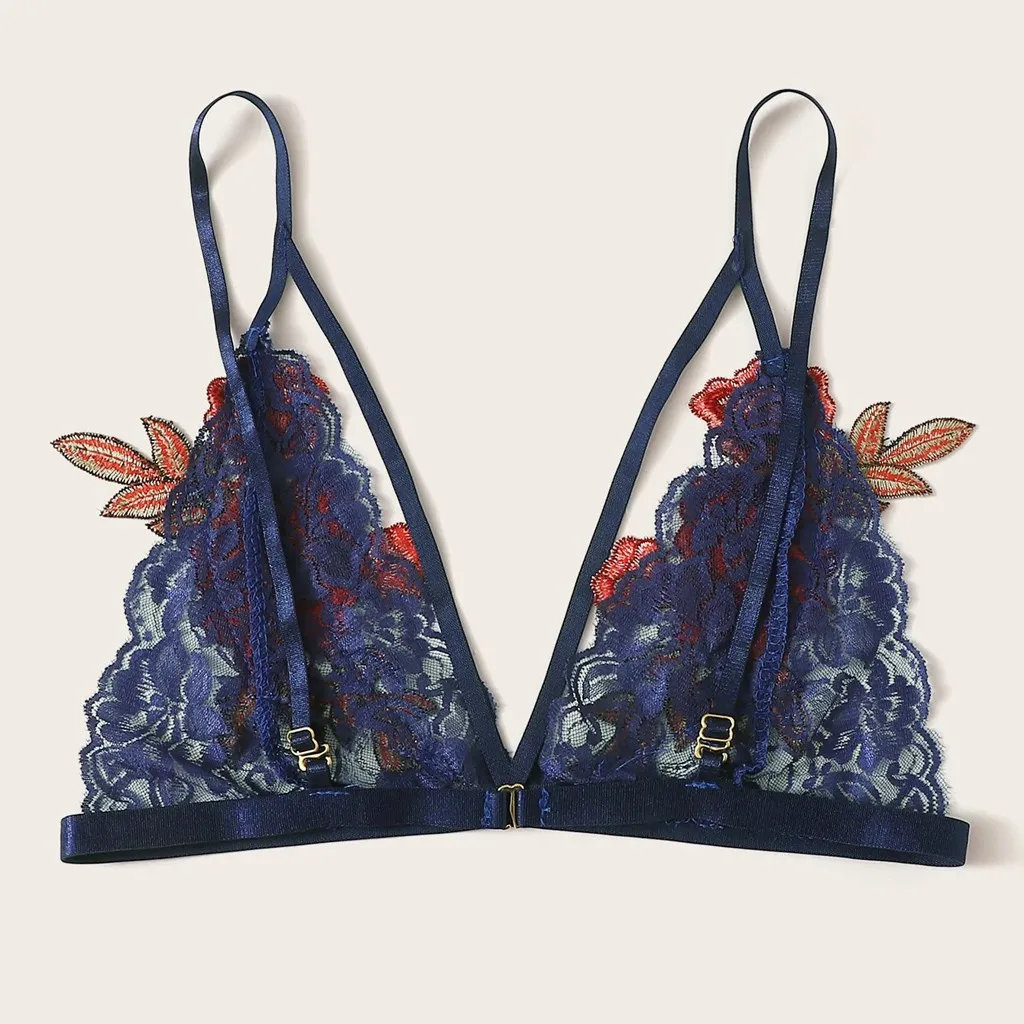 Женские бюстгальтеры с цветочной вышивкой и аппликацией сексуальное нижнее