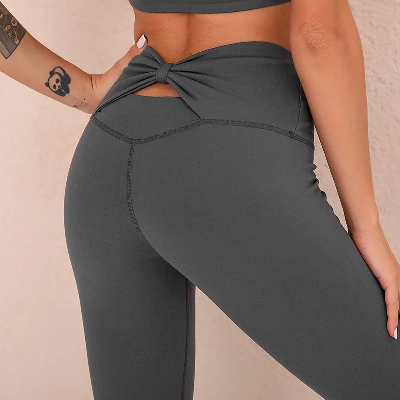 

NORMOV New Bow Buttocks Leggings Women High Waist Workout Elastic Push Up Legging Fitness Slim Elastic Sexy Leggins Woman Solid