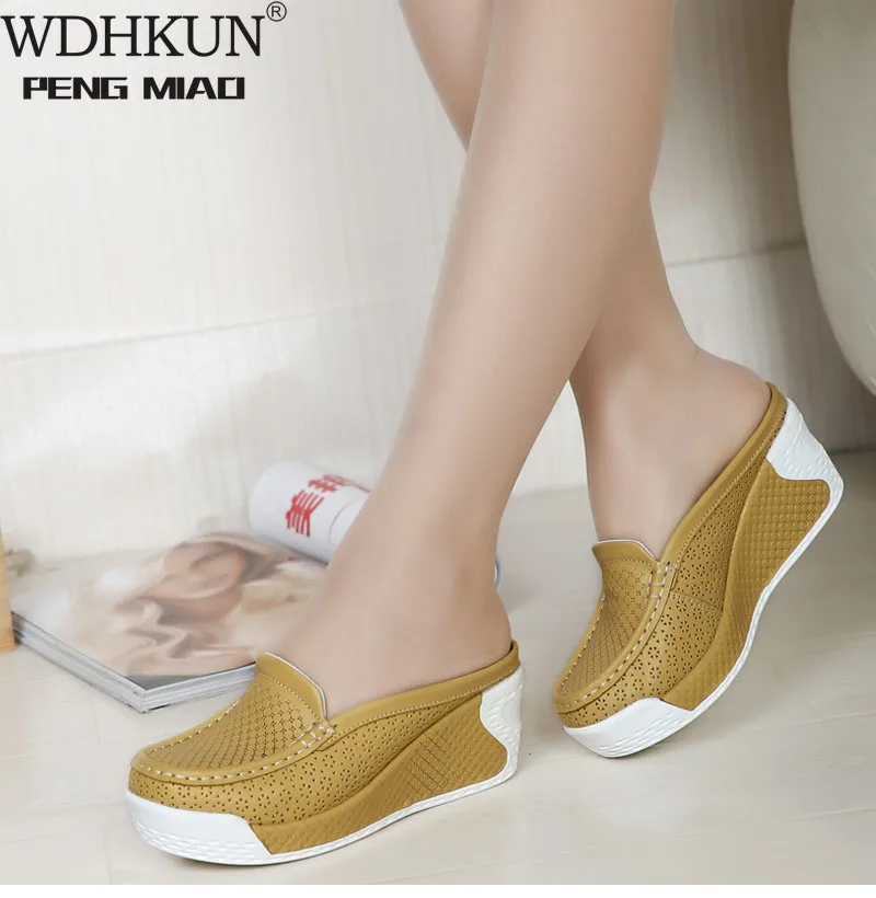 

Women Summer Casual Slingbacks High Heels Pumps Slip on Shoes for Women Mesh Female Platform Wedges Shoes Woman E883