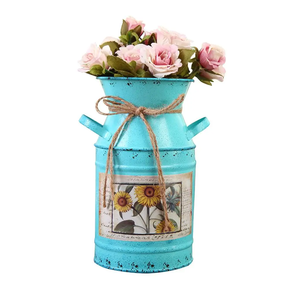 Винтажный стиль потертый шик железное ведро молочная ваза металлический