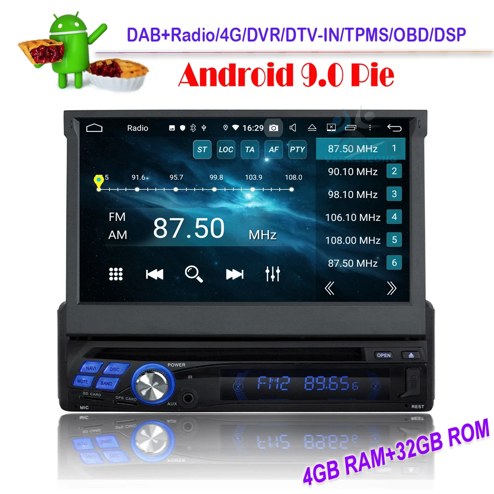 DSP Single Din Android 9 0 GPS навигация Bluetooth автомобильное стерео Wifi DAB Авторадио USB FM