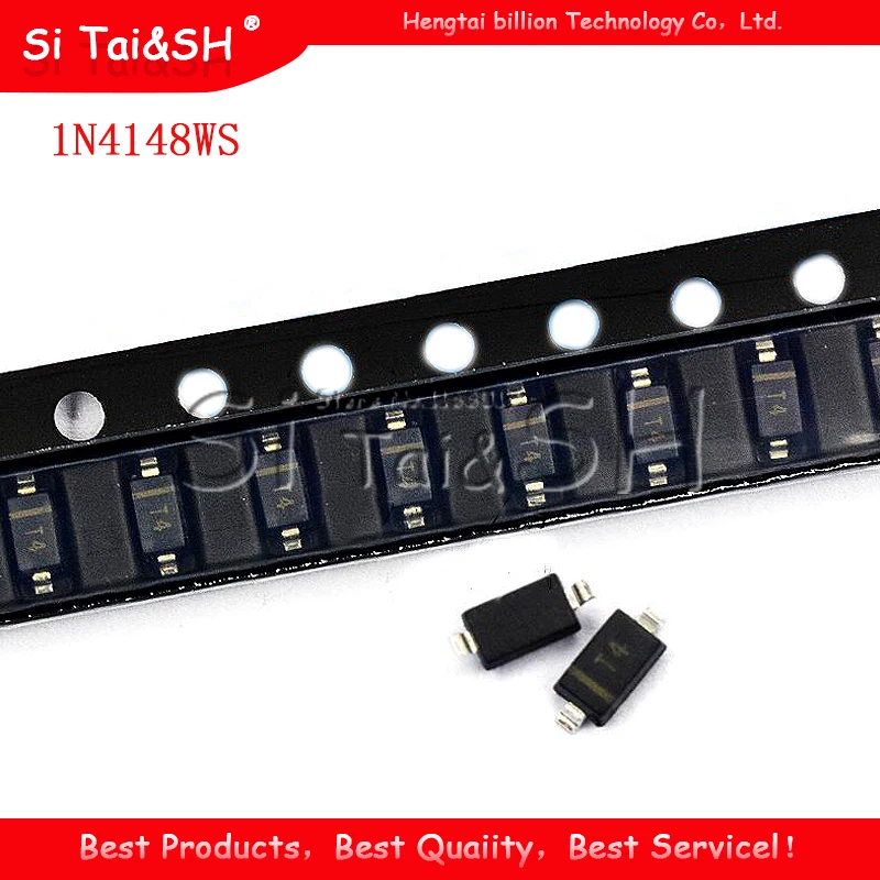100 шт. sod323 поверхностный монтаж smd небольшие сигнальные диоды T4 1N4148WS|Диоды| |