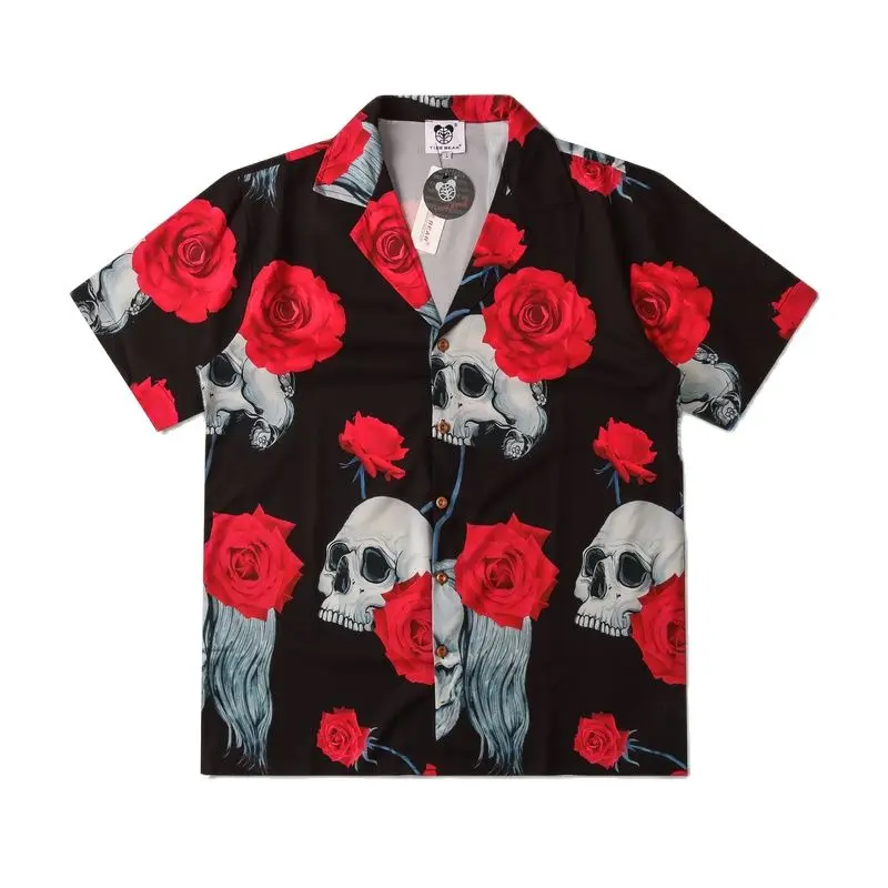 Рубашка мужская с отворотом уличная одежда повседневная Летняя Пляжная блузка