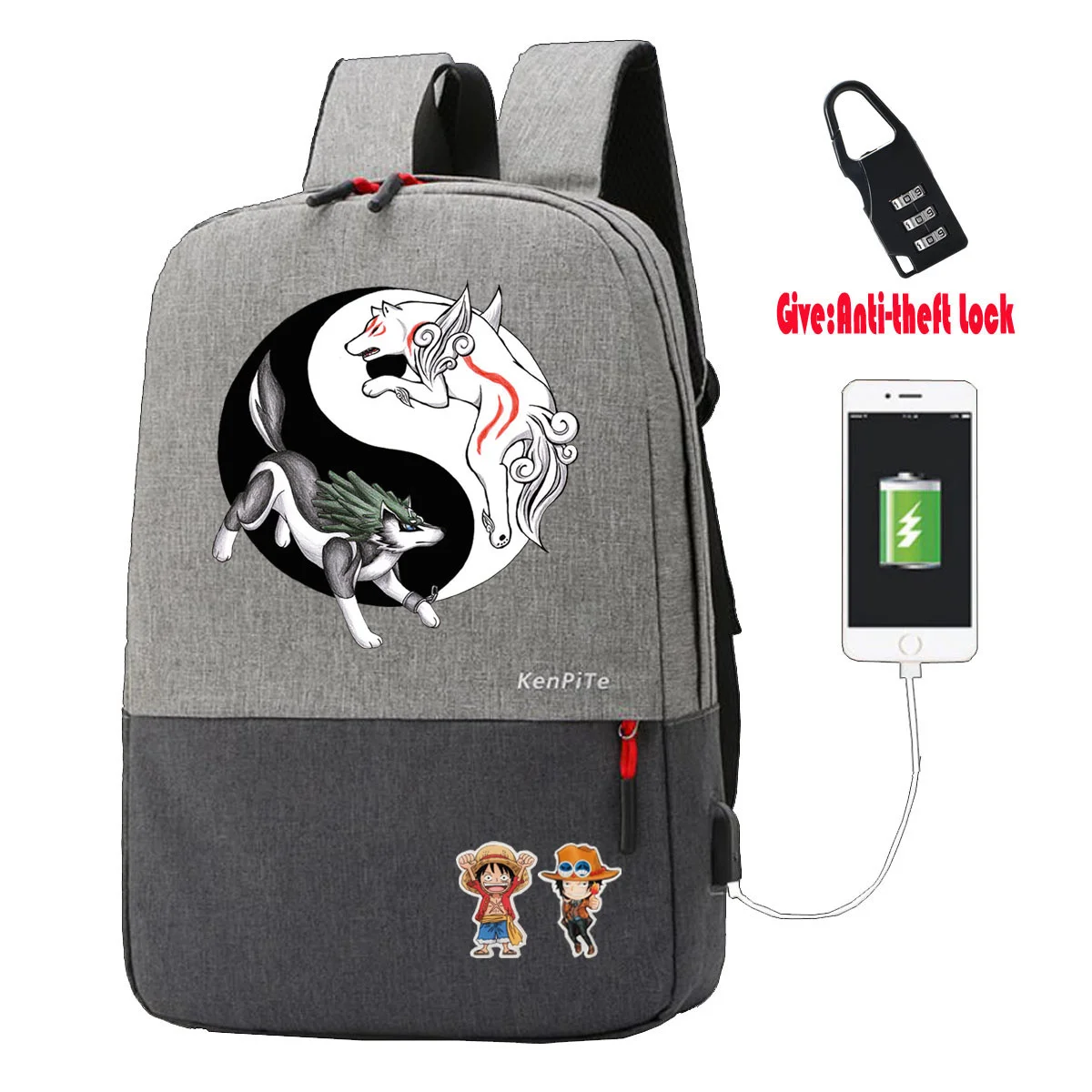 

anime Natsume Yuujinchou backpack Men Women Travel Laptop Shoulder Bag teenagers School bookbag with Anti-theft USB Charging