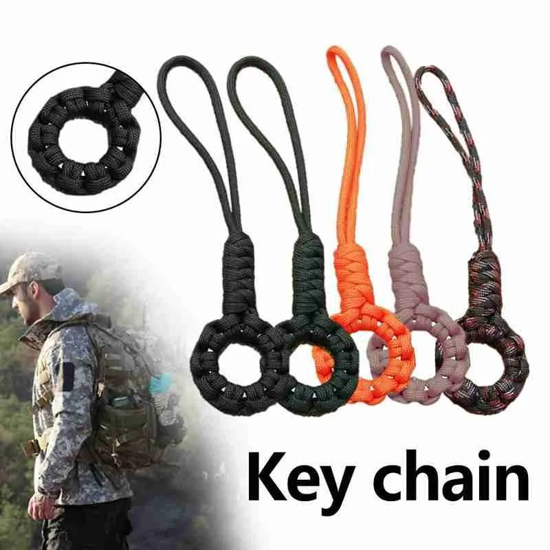 

1 Piece Of Hand-made Multifunctional 7-core Umbrella Rope Braided Anti-lost Lanyard Buckle Ring Rope Braided Keychain