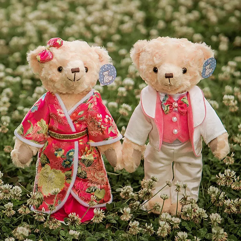 2 шт./пара 38 СМ Корея ins с изображением милой пары teddy bear торжественное платье мишка
