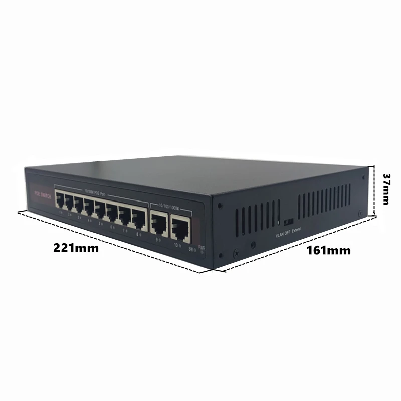 POE коммутатор 48 В с 8 портами 10/100 Мбит/с IEEE 802 3 af/at подходит для IP-камер/беспроводных