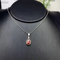 kjjeaxcmy fine jewelry 925 sterling silver natural ruby girl classic pendant necklace support test chinese style hot selling