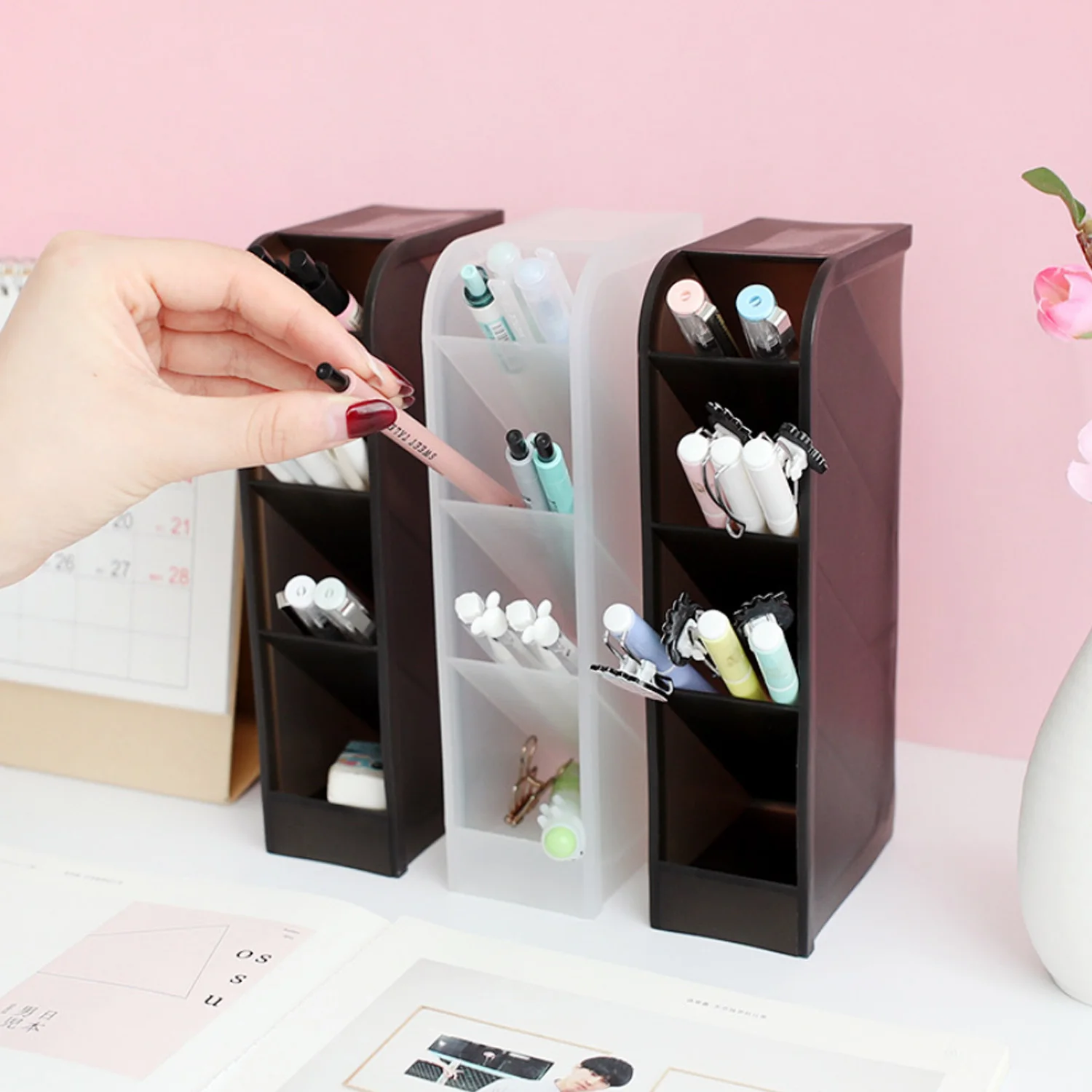 Настольная коробка для хранения с 4 отделениями чехол домашняя всякая косметика