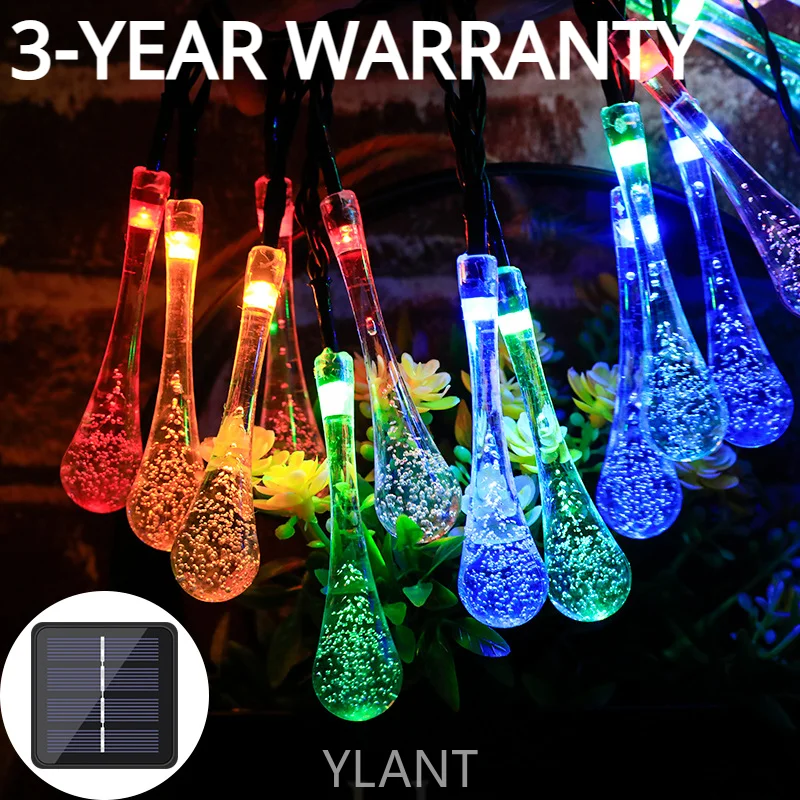 

SWT Outdoor Waterproof Christmas Garden Light Lawn Courtyard Solar Lamp Decoration 6.5M 30LED Solar Droplet Bulb String Lights