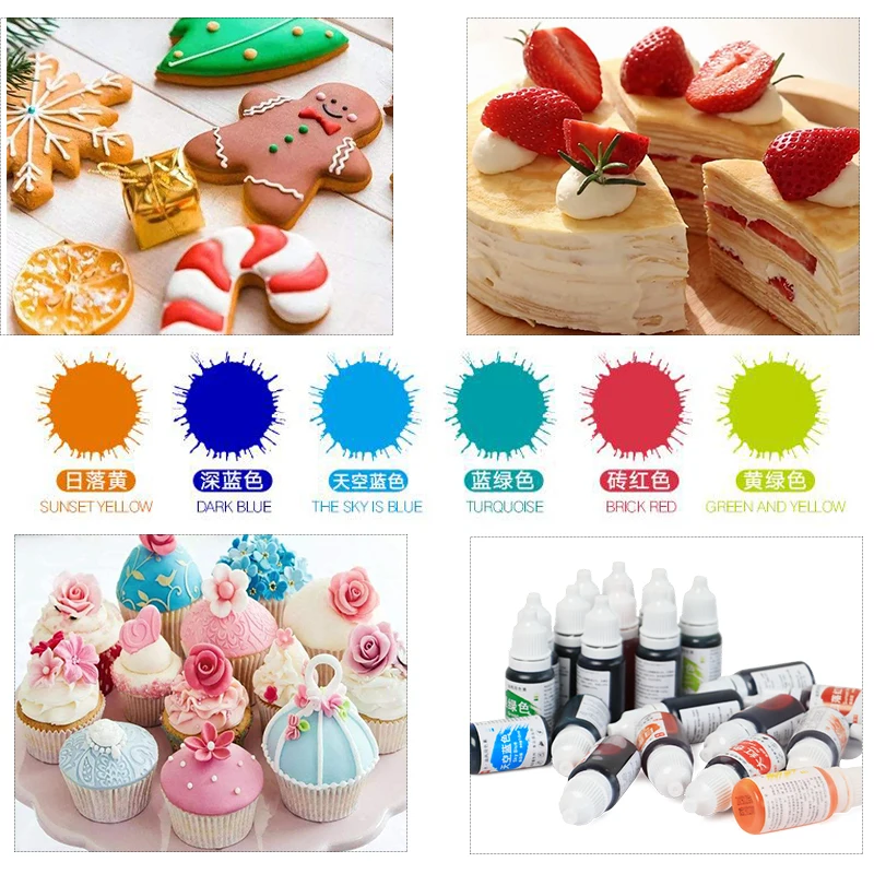 Пигмент пищевой для торта 24 цвета 10 мл|Акварельные краски| |