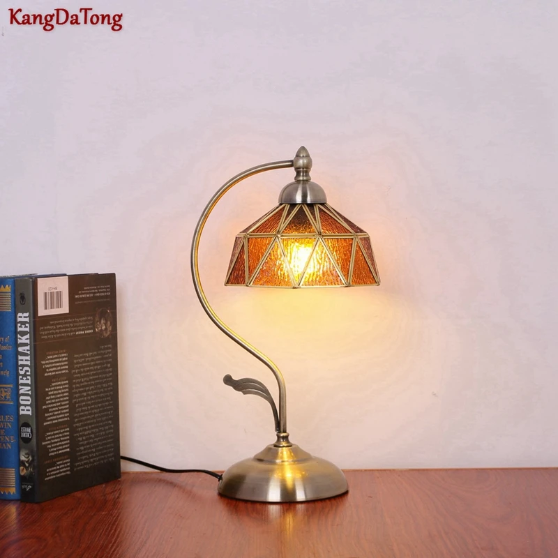 

Nordic Mediterranean Retro Coffee Led Lamp Tiffany Stained Glass Living Room Dining Room Bar Bedroom Bedside Decorative Lamp