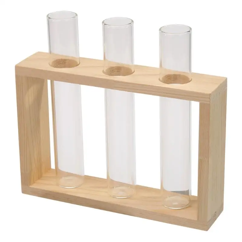 Прозрачный Стекло Ваза деревянная рамка Железный искусства бонсай для